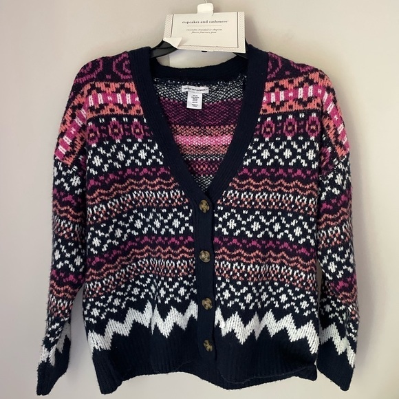 Cupcakes & Cashmere Fair Isle Cardigan and Hat Set Size XS NWT - Picture 1 of 10